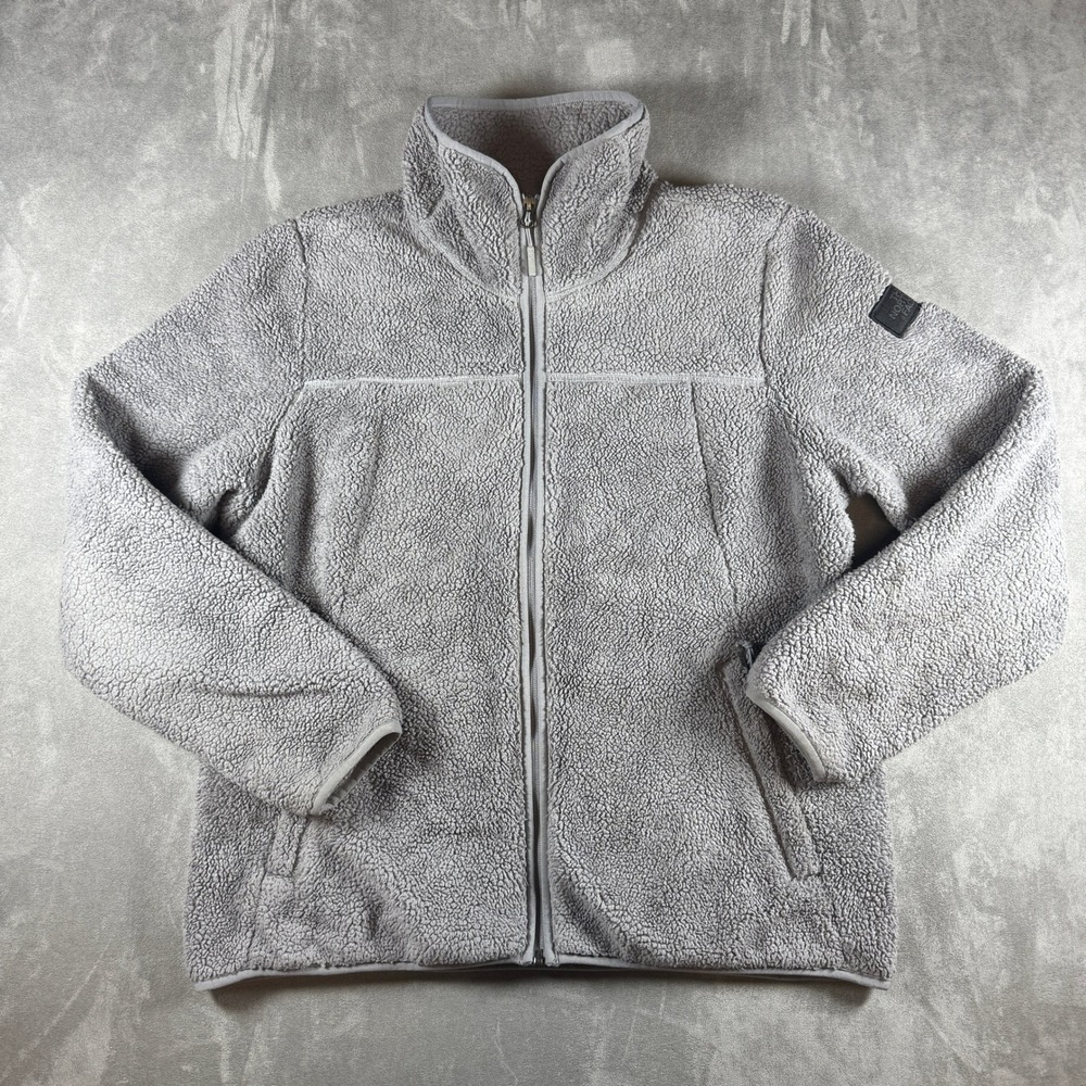 The North Face Womens XL Gray High Pile Sherpa Fleece Full Zip Jacket